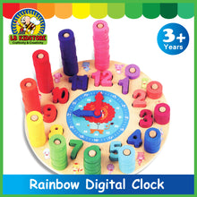Load image into Gallery viewer, WOODEN RAINBOW DIGITAL CLOCK
